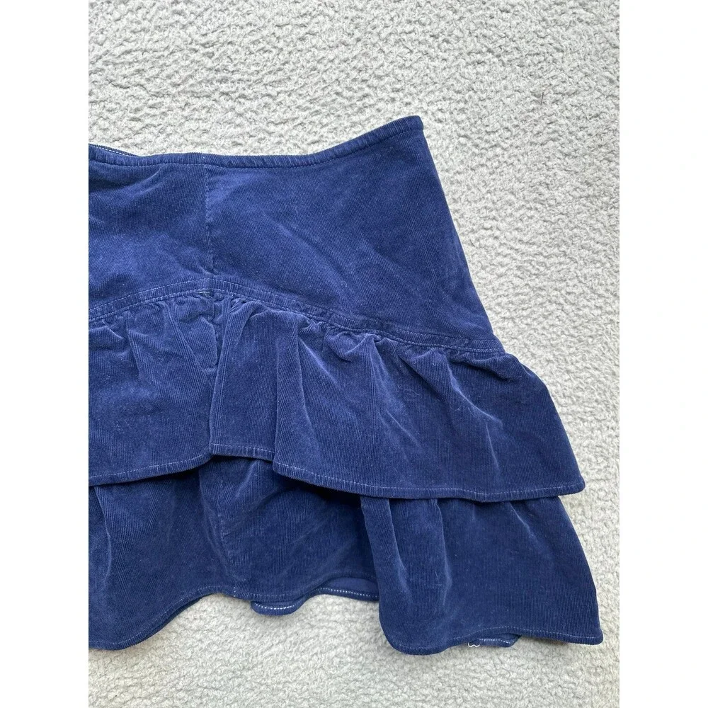 Mother Ruffle Mini Skirt blue print corduroy sz 27 festival collegiate sorority